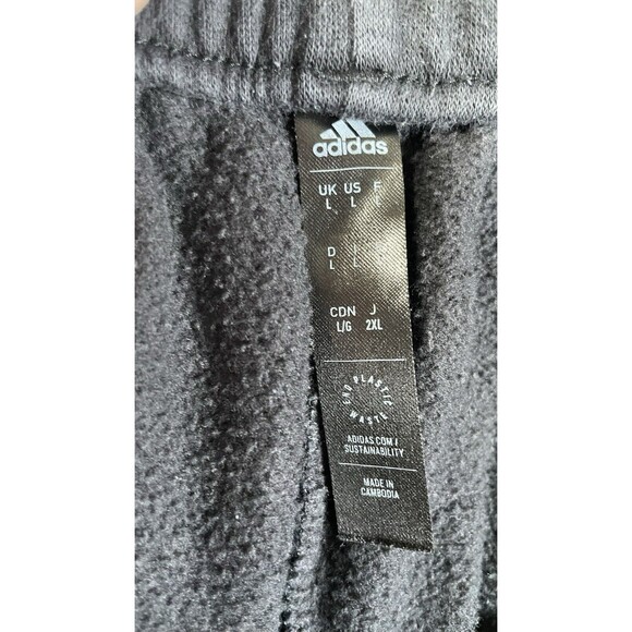 Adidas Pants Men’s L Large Black Sweatpants Logo Pockets Drawstring Activewear - Picture 3 of 9